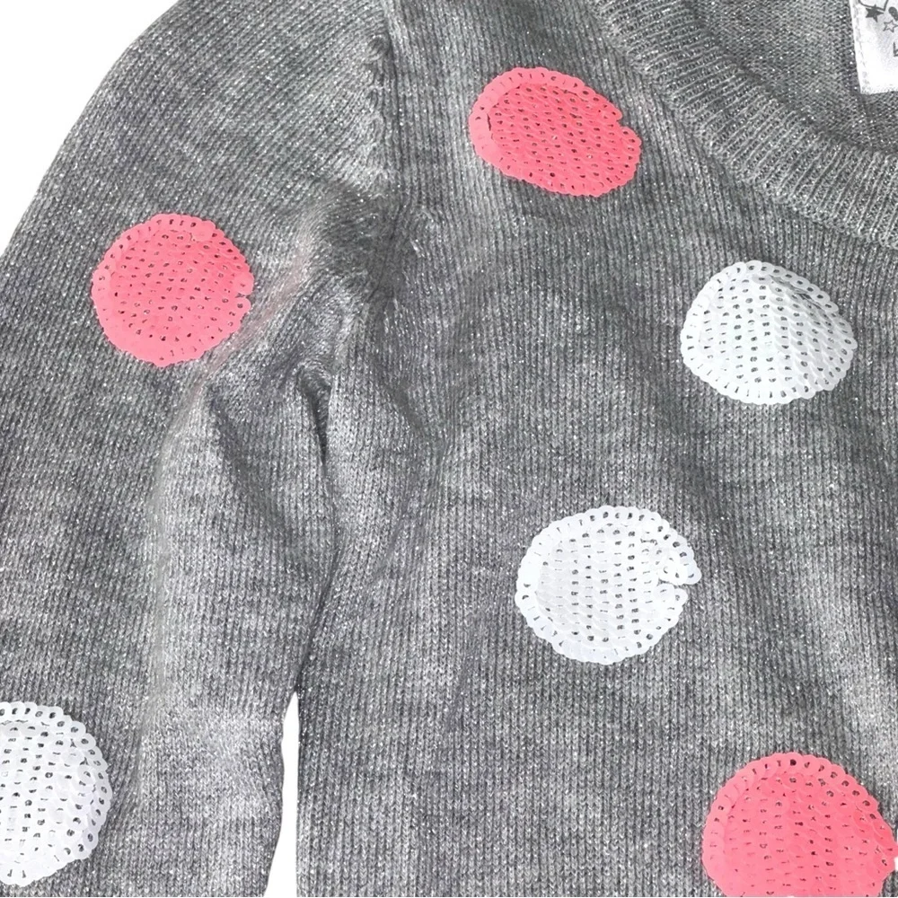 Justice Girls Size 8 Sequin Polka Dot Sparkle Gray Cardigan Sweater